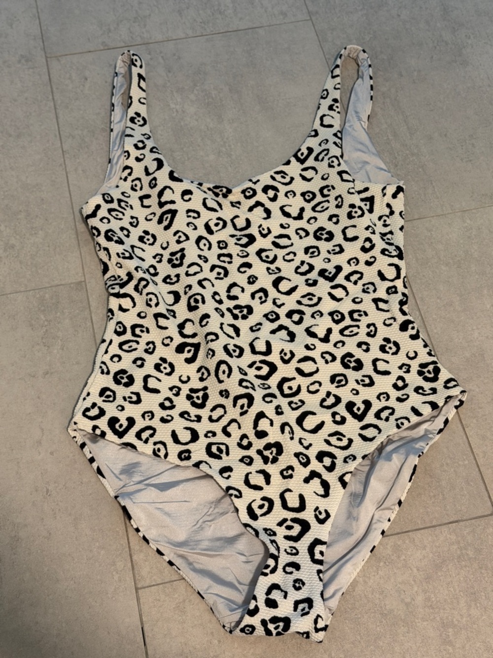 Onia Leopard Print Scoop Neck One-Piece Swimsuit - Black & Cream